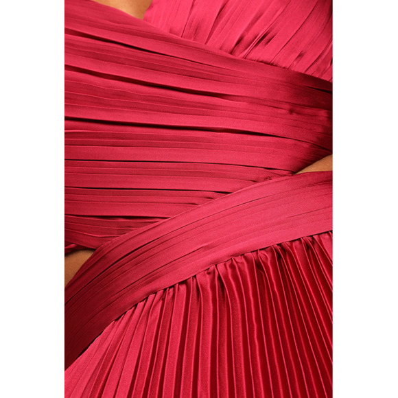 Lulus Pleated Cutout Wine Red Got the Glam Maxi Dress Size M - Picture 10 of 12